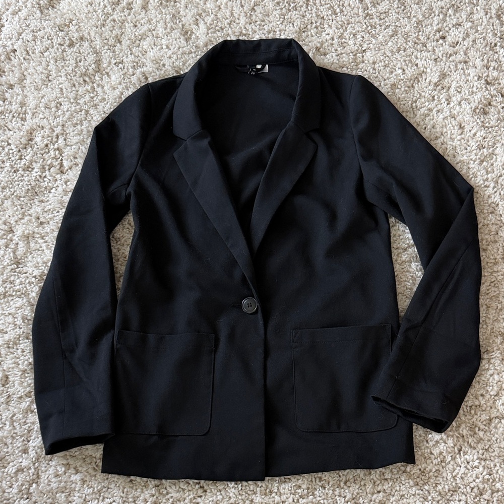 Classic H&M Black Women's Blazer Jacket - Single Button